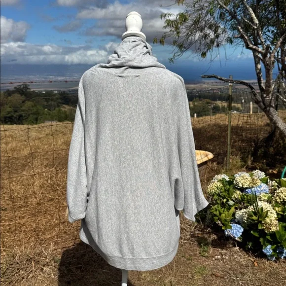 Pure J Jill Gray Poncho Sweater organic cotton cashmere Draped neck large - Picture 4 of 5